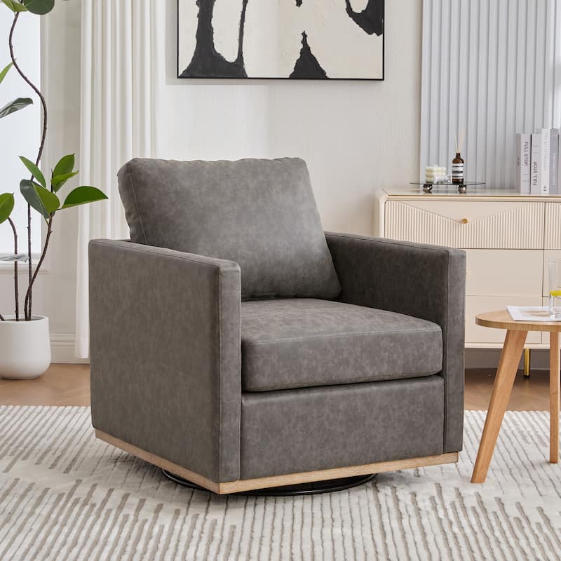 30.7"W Upholstered Square Swivel Accent Chair and Comfy Accent Single Sofa Chair for Living Room Bedroom Apartment - Grey