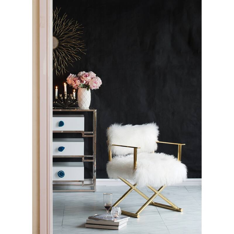 Pasargad Home Paris Love Director's Chair, Ivory - 18"W x 23.5"L x 31"H