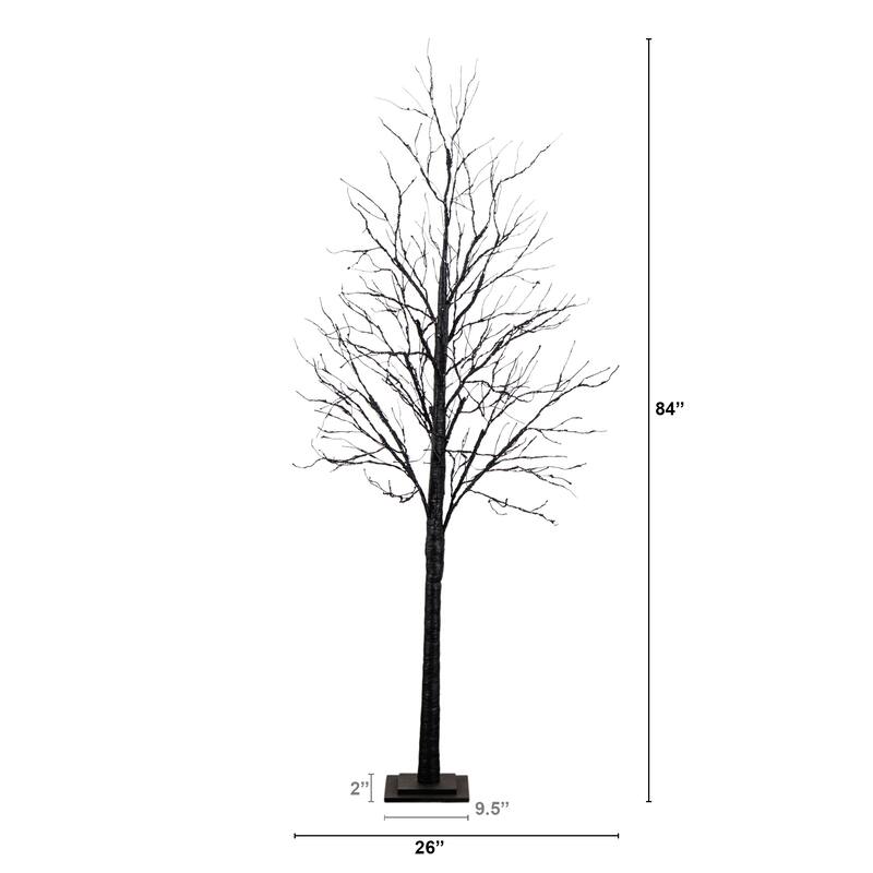 7-ft Pre-Lit Halloween Black Twig Artificial Tree with 390 Lights