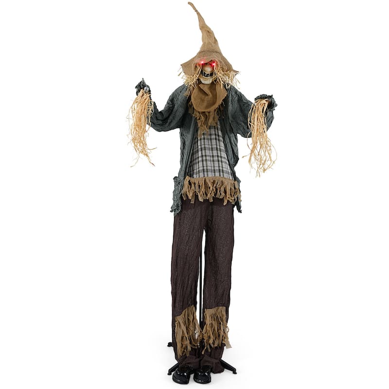 Brown-Black Metal Fabric 7ft Animated Halloween Scarecrow Decoration
