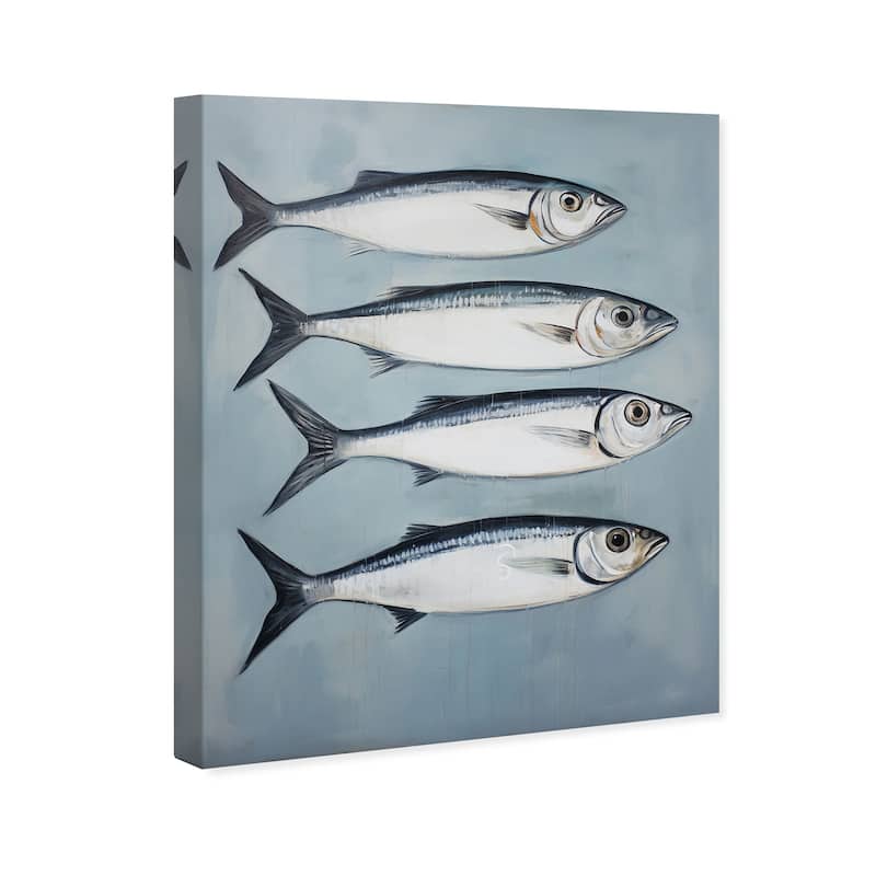 Wynwood Studio Canvas Animals Catch fish treasures Gray and Metallic Silver Nautical & Coastal Wall Art Canvas Print