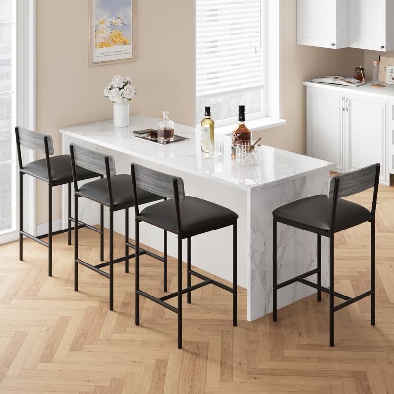 Bar Stools Set of 2/4 - Grey_set of 4 - Grey_set of 4