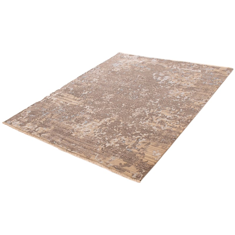ECARPETGALLERY Hand-knotted Heritage Dark Grey Silk, Wool Rug - 8'0 x 10'0