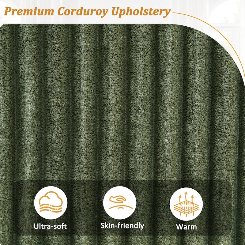 4 Seater Corduroy Sofa Couch with USB Ports and Storage Arms, 133" Modern Sofa with Side Pockets and Flip-Top Cup Holders