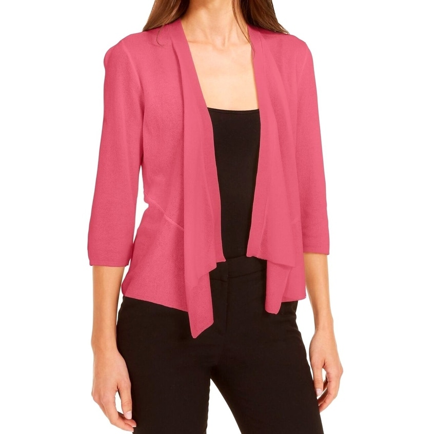 Alfani Women's Sweater Pink Size XXL Flay Away Open Front Cardigan