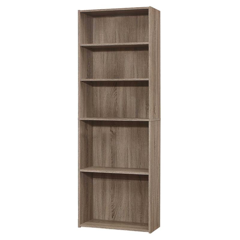 Wood Adjustable 5-Tier Bookcase with Veneer Finish for Office Storage - 11.75” D x 24.75” W x 71.25” H