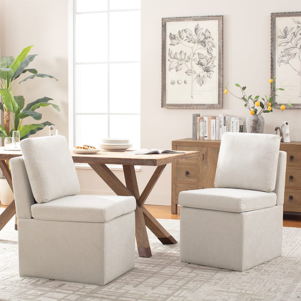 Upholstered Dining Chair with Under Seat Storage- Armless
