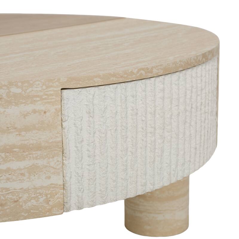 Round Coffee Table With Flip Top And Hidden Storage Compartment