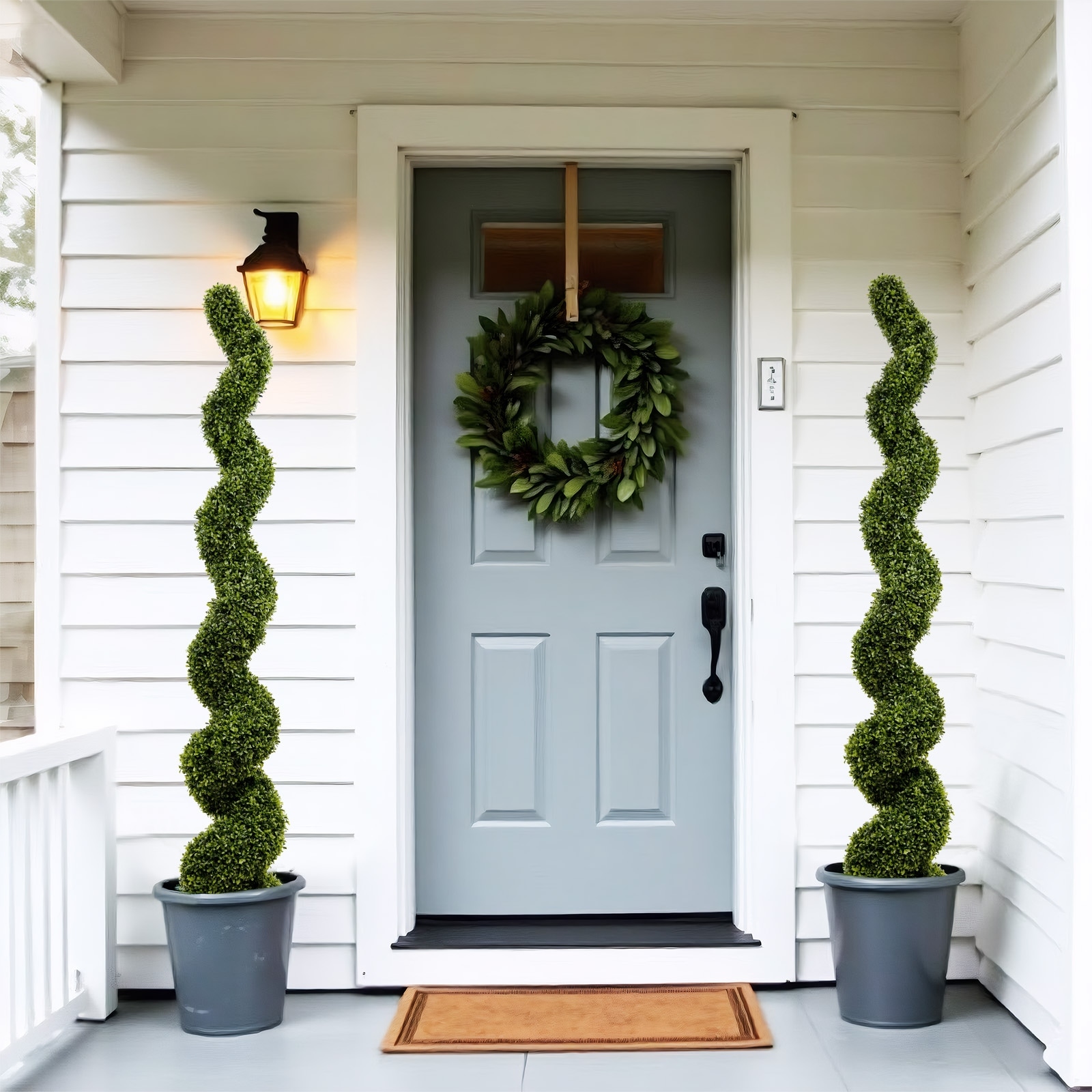 GDFStudio - Vallador Spiral Topiary Trees Artificial Boxwood UV Resistant Elegance（Set of 2）