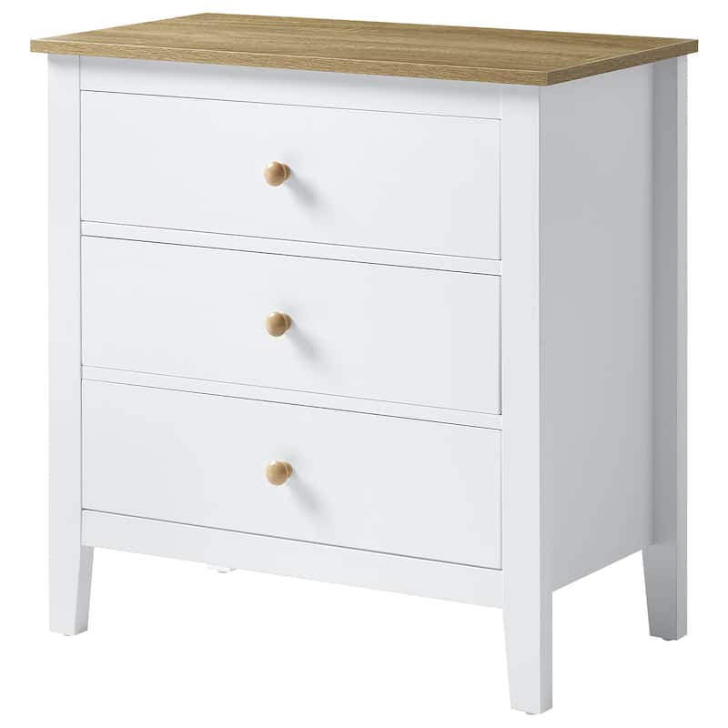 Large 3 Drawer Nightstand with Solid Wood Knobs