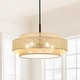 preview thumbnail 1 of 10, Bayou 5-Light Black Coastal Drum Chandelier with Double Rattan Shade - 24''W 24''W