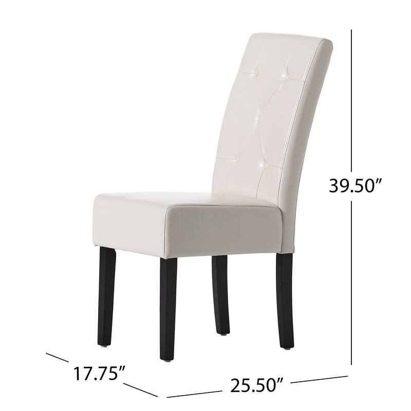Taylor Ivory Leather Dining Chair Set of 2 by Christopher Knight Home