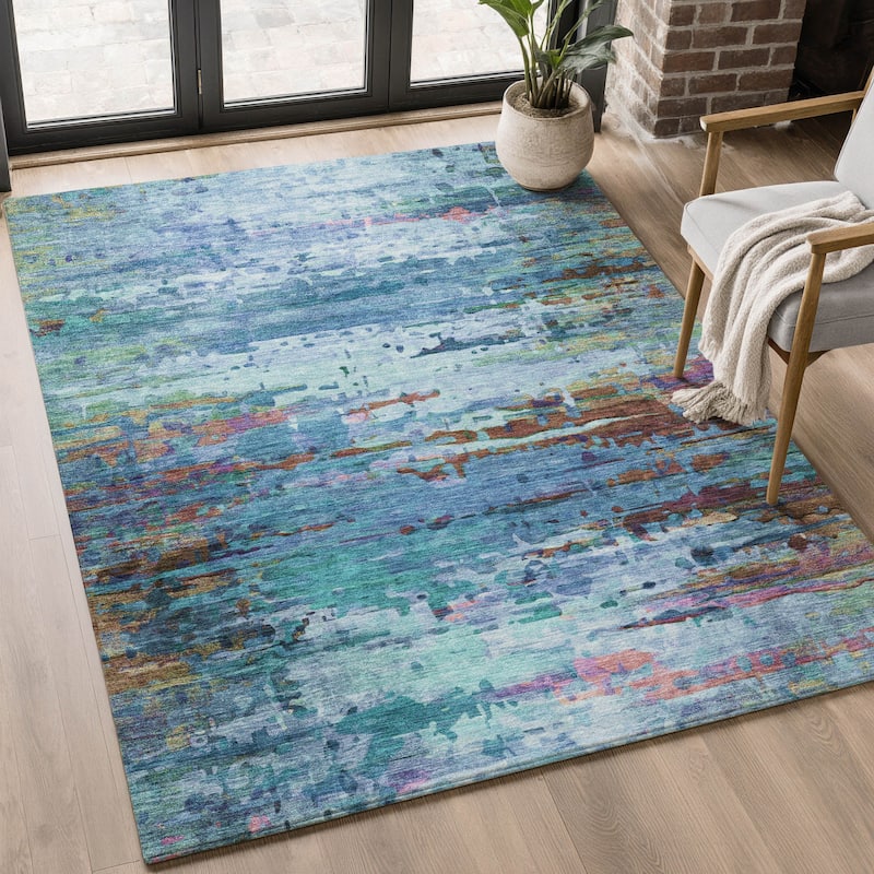 Premium Washable Super Soft Abstract Ombre Mayfield Rug - Blue - 8' x 10'