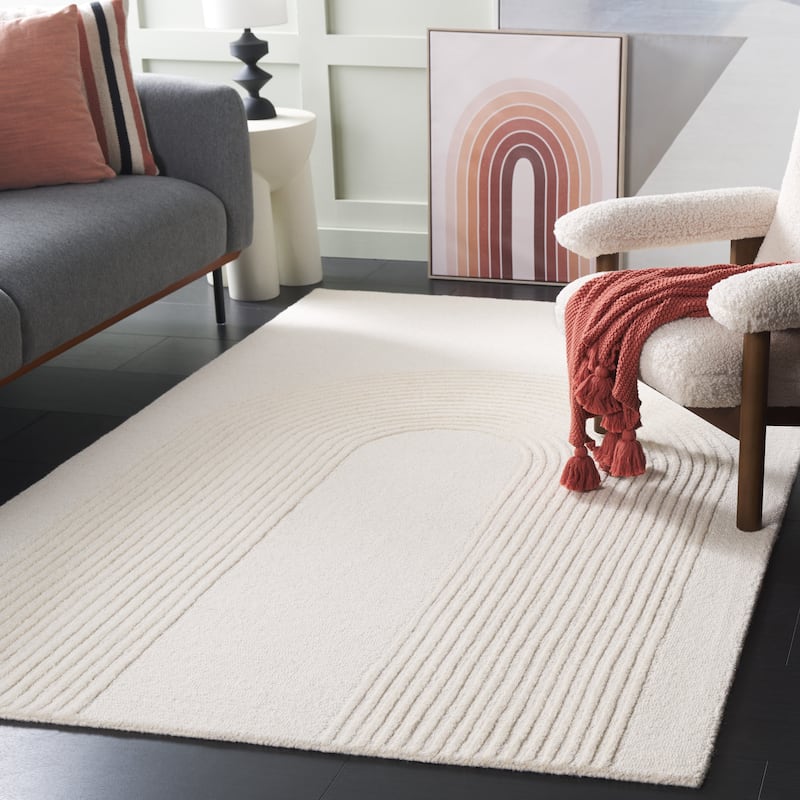 SAFAVIEH Handmade Ebony Evrim Modern & Contemporary Wool Rug - 8' x 10' - Ivory