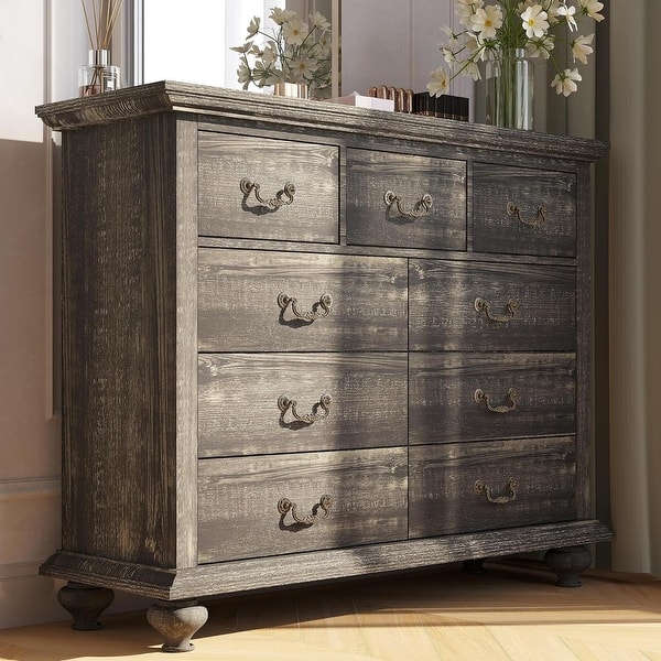 tall wide dresser 6 Drawer Dresser,6 Drawers Cabinet Tall Chest Of Drawers Closet Organizers Storage Clothes, Cabinet Of 6 Drawers Living Room, Oak, 31.50''L*15.75W''* main image 1