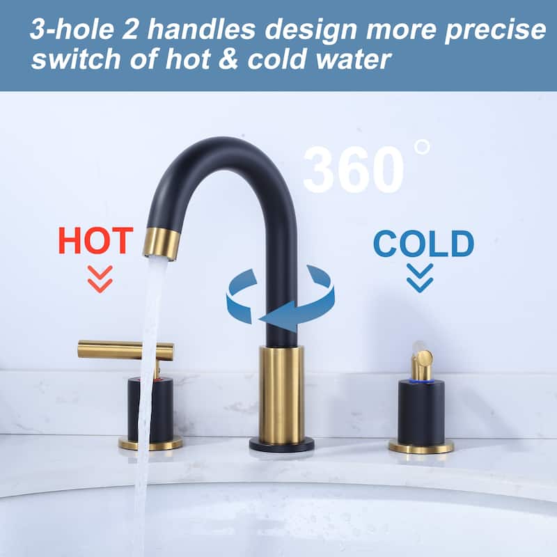 WOWOW Widespread 8 in.Double Handle Bathroom Faucet