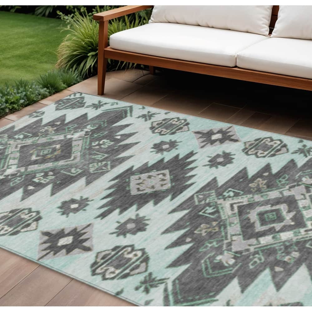 HomeRoots Tribal Transitional Rectangle Outdoor Rug