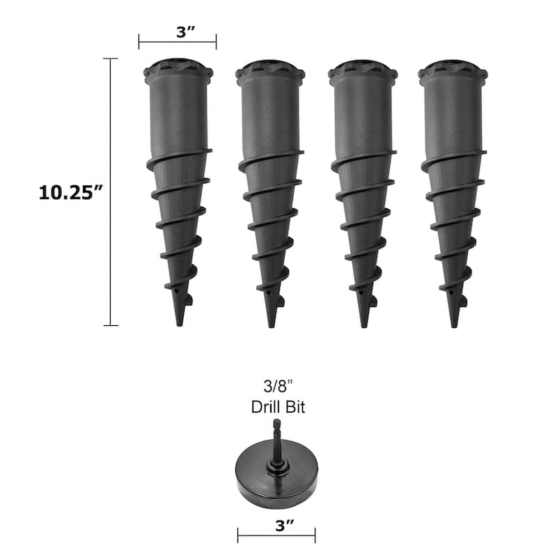 Ground Spike Anchor Kit - 2 4 or 6 Pack with Drill Chuck