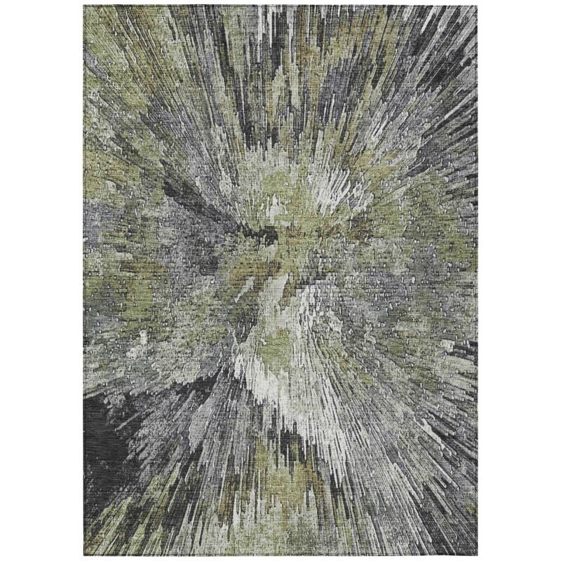 Machine Washable Indoor/ Outdoor Abstract Burst Chantille Rug