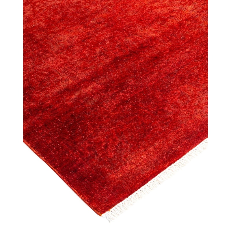 Overton Hand Knotted Wool Vintage Inspired Modern Contemporary Overdyed Red Area Rug - 4' 3" x 6' 1"