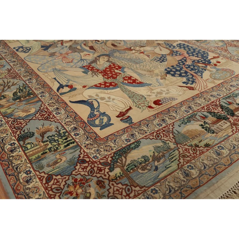 Vegetable Dye Isfahan Persian Vintage Rug Handmade Wool Carpet - 4'11" x 7'8"