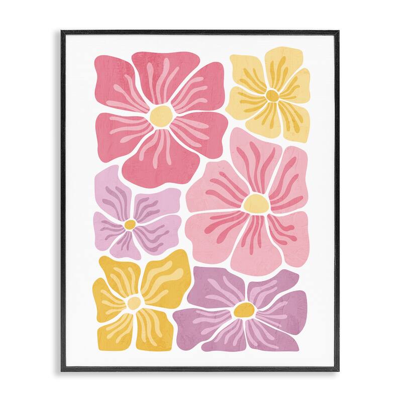 Stupell Pastel Hued Flower Blossoms Framed Giclee Art Design By Kim Allen - 24 x 30 - Black