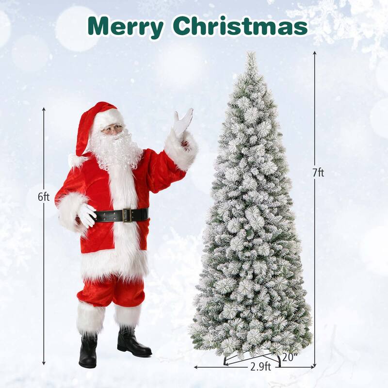 Snow Flocke Christmas Tree Collapsible Seasonal Decoration Tree - 7 Foot