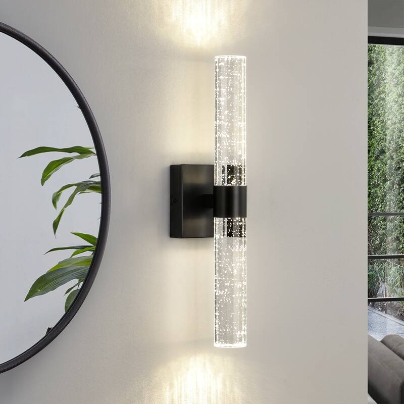 Gold Wall Sconce Bathroom Vanity Light Fixture Crystal wall light - 1 Pack - Black