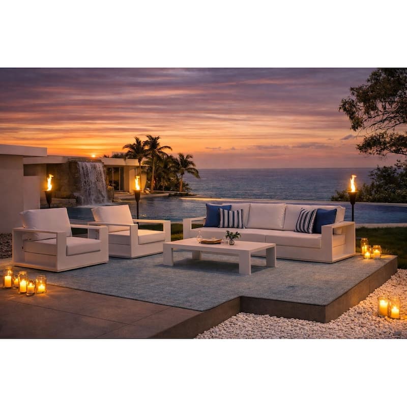 Ascot White 4-Piece Aluminum Outdoor Conversation Seating Set