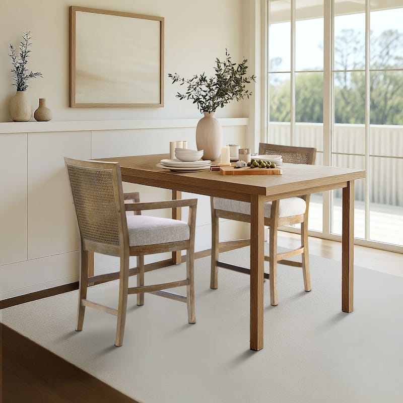 Madison Park Blaine Cream/Reclaimed Natural Cane Back Counter Stool - N/A