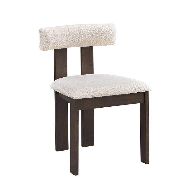 2PCS Wooden Boucle Dining Side Chairs