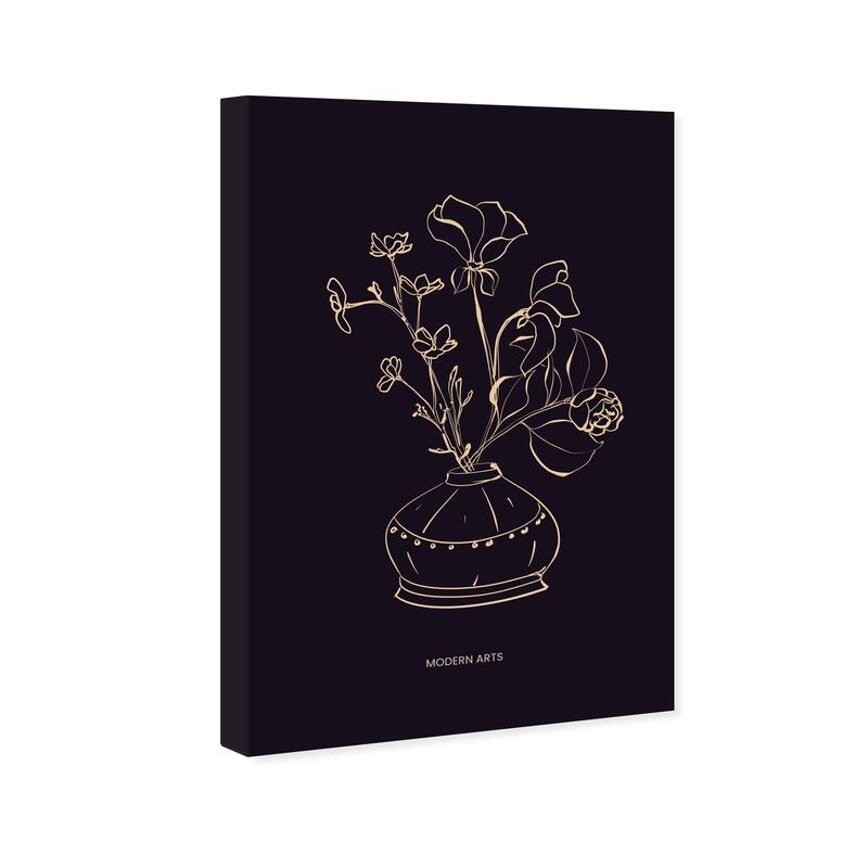 Wynwood Studio Abstract Basic Florals in a Vase Black and Modern & Contemporary Wall Art Canvas Print
