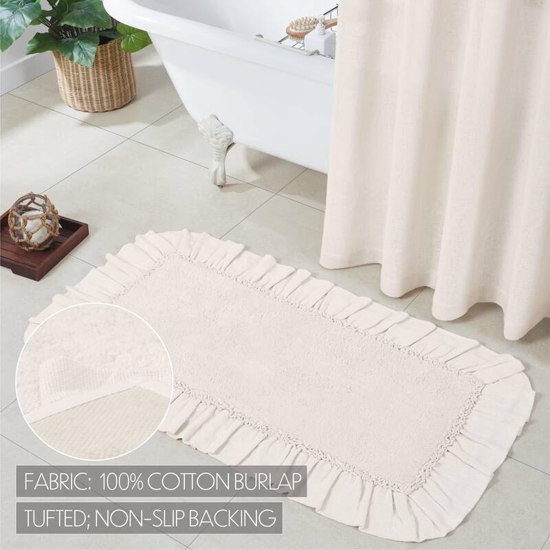 Burlap Antique White Bathmat 27x48 - 27x48 - White