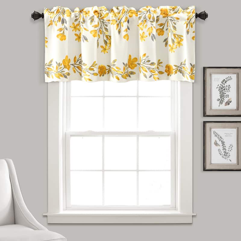 Lush Decor Tanisha Room Darkening Window Curtain Valance - 18" x 52" - Yellow & Gray