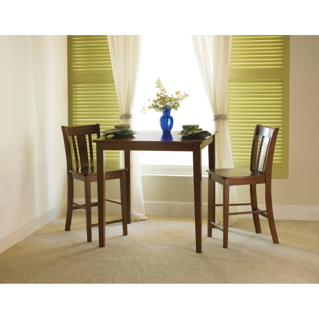 36x36 Counter Height Dining Table with 2 Counter Height Stools in Cinnamon/Espresso