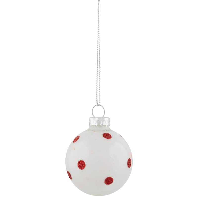 12ct Red White Glass 3-Finish Christmas Ball Ornaments 1.75" (40mm)