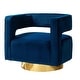 preview thumbnail 4 of 12, Carisa Modern Upholstered Swivel Comfy Open-Back Barrel Chair with Golden Base by HULALA HOME