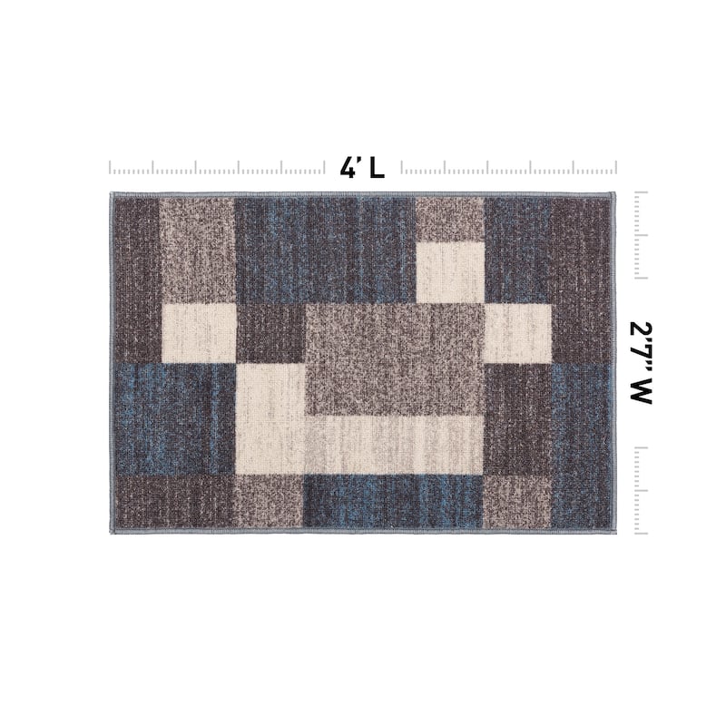 World Rug Gallery Modern Boxes Design Non-slip (Non-skid) Area Rug