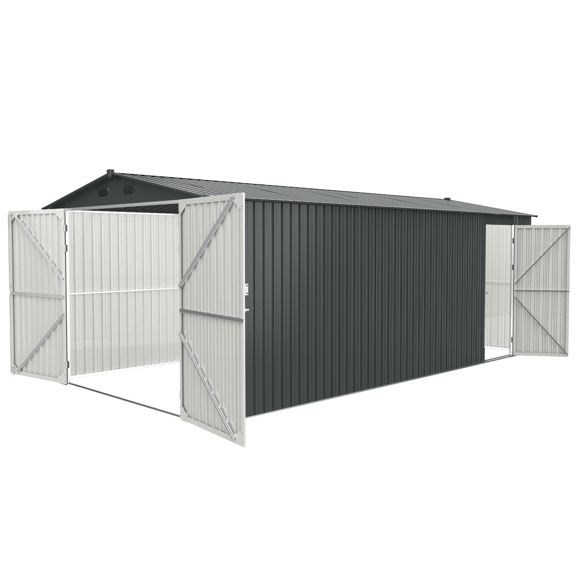 10 / 13 ft. W x 20 ft. D Metal Outdoor Storage Shed/Garage Shed with 2-Doors and 4 Vents, 190 / 252 sq. ft., Gray