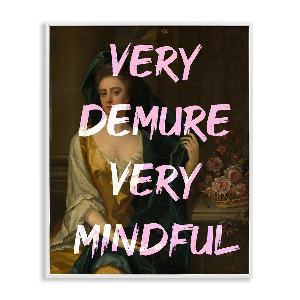 Stupell Very Demure & Mindful Classic Framed Giclee Art Design By Lil' Rue