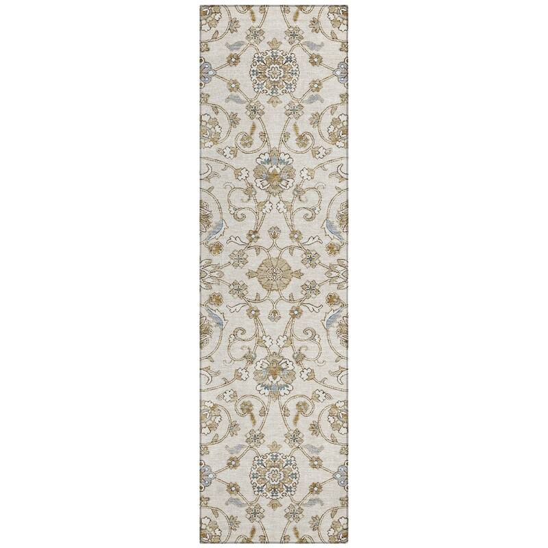 Machine Washable Indoor/ Outdoor Traditional KashanChantille Rug