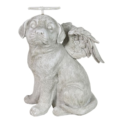 Exhart Solar Halo Dog with Angel Wings Memorial Statue, 10 Inch