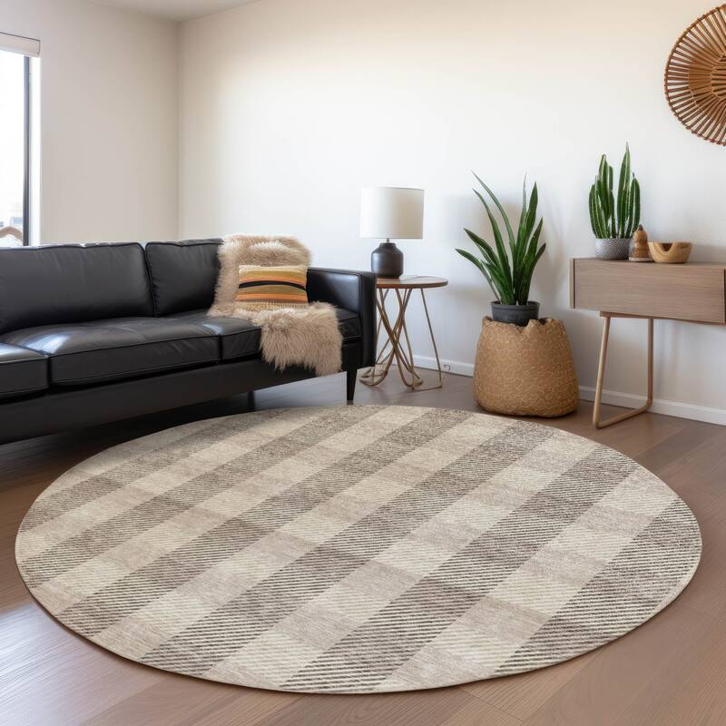Premium Washable Super Soft Plaid Mayfield Rug - Beige - 8' x 8'