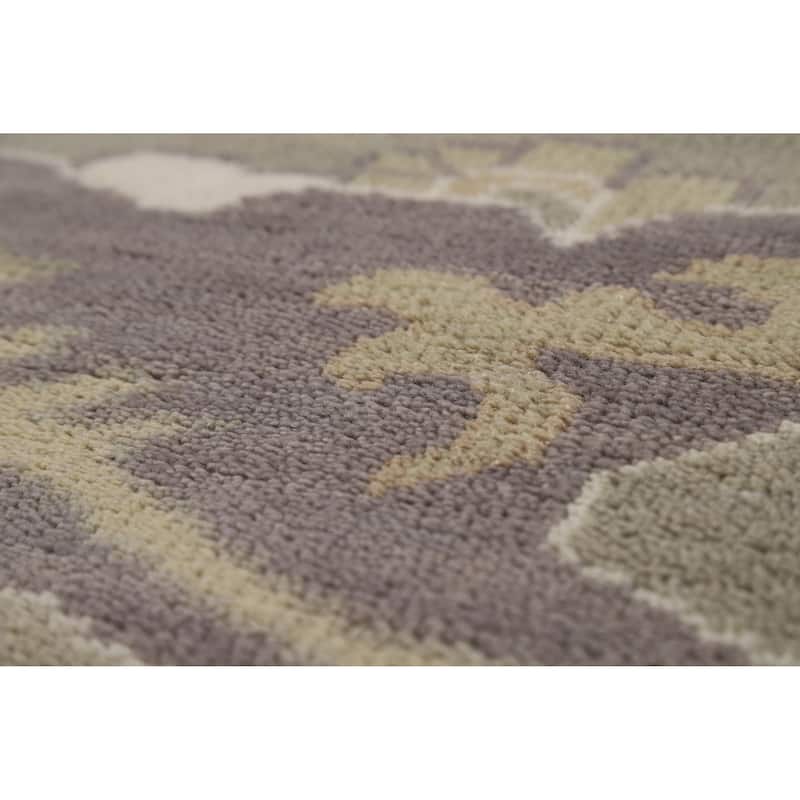 Transitional Beige Oushak Indian Area Rug Handmade Wool Carpet - 8'9" x 12'1"