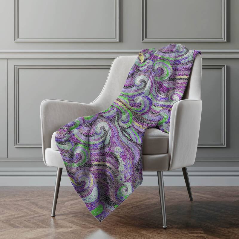 Premium Machine Washable ASB193 Mosaic Wave Sherpa Throw Blanket