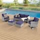 Option Gray Wicker Navy Blue Cushion