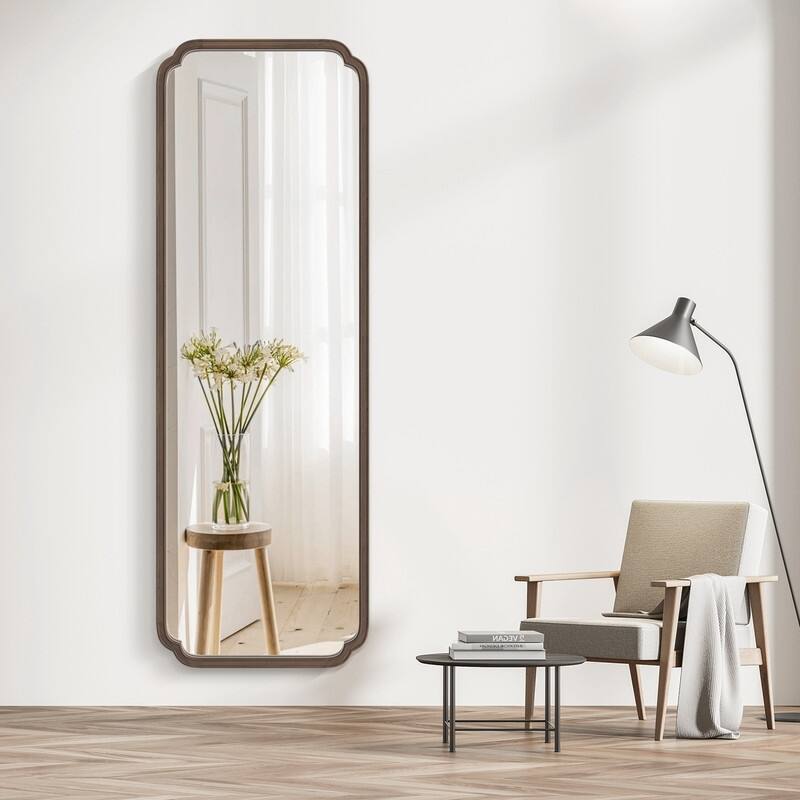 Farmhouse Full-length Mirror with Walnut Frame