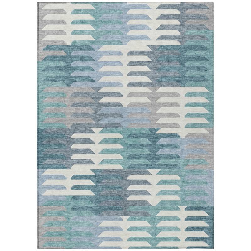 Machine Washable Indoor/ Outdoor Modern Stacks Chantille Rug