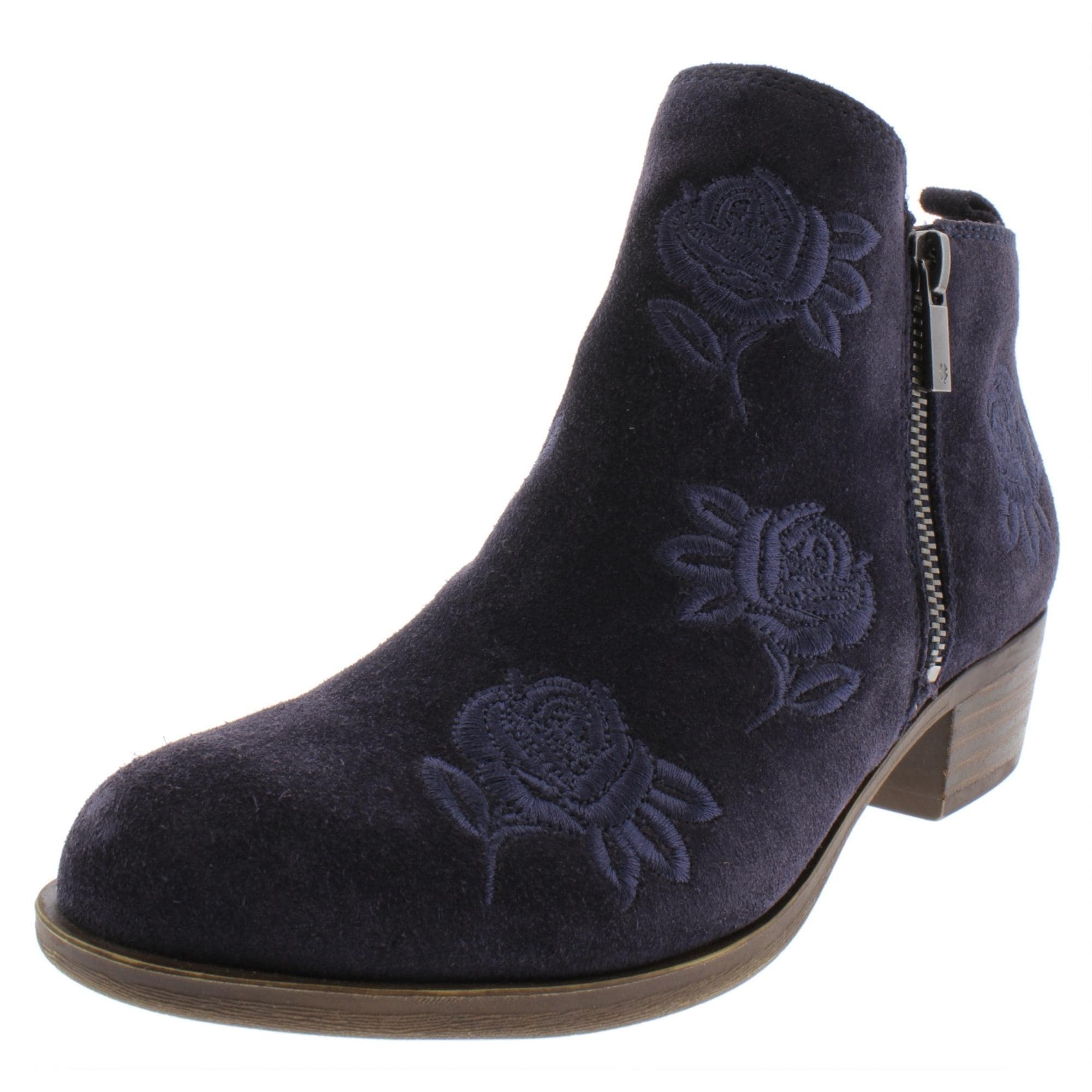 besha faux suede block heel bootie
