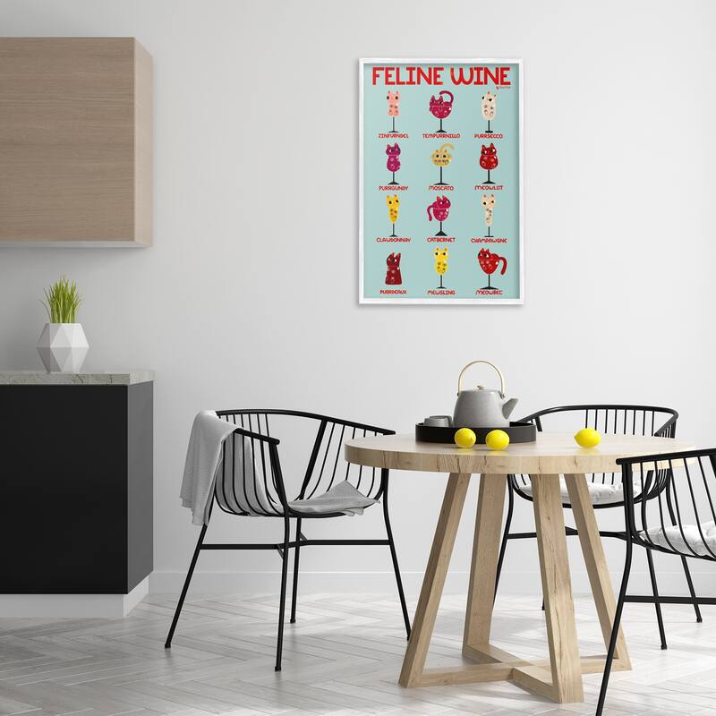 Stupell Clever Feline Wine Drinks Framed Giclee Art Design By Carrie Cantwell